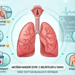 Akciğer Kanseri 1. evre belirtilerini gösteren akciğer illüstrasyonu
